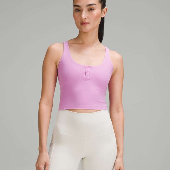 lululemon athletica Tops - Lululemon Align Ribbed Henley Tank Top in Dahlia Mauve Womens Size 14 Athleisure